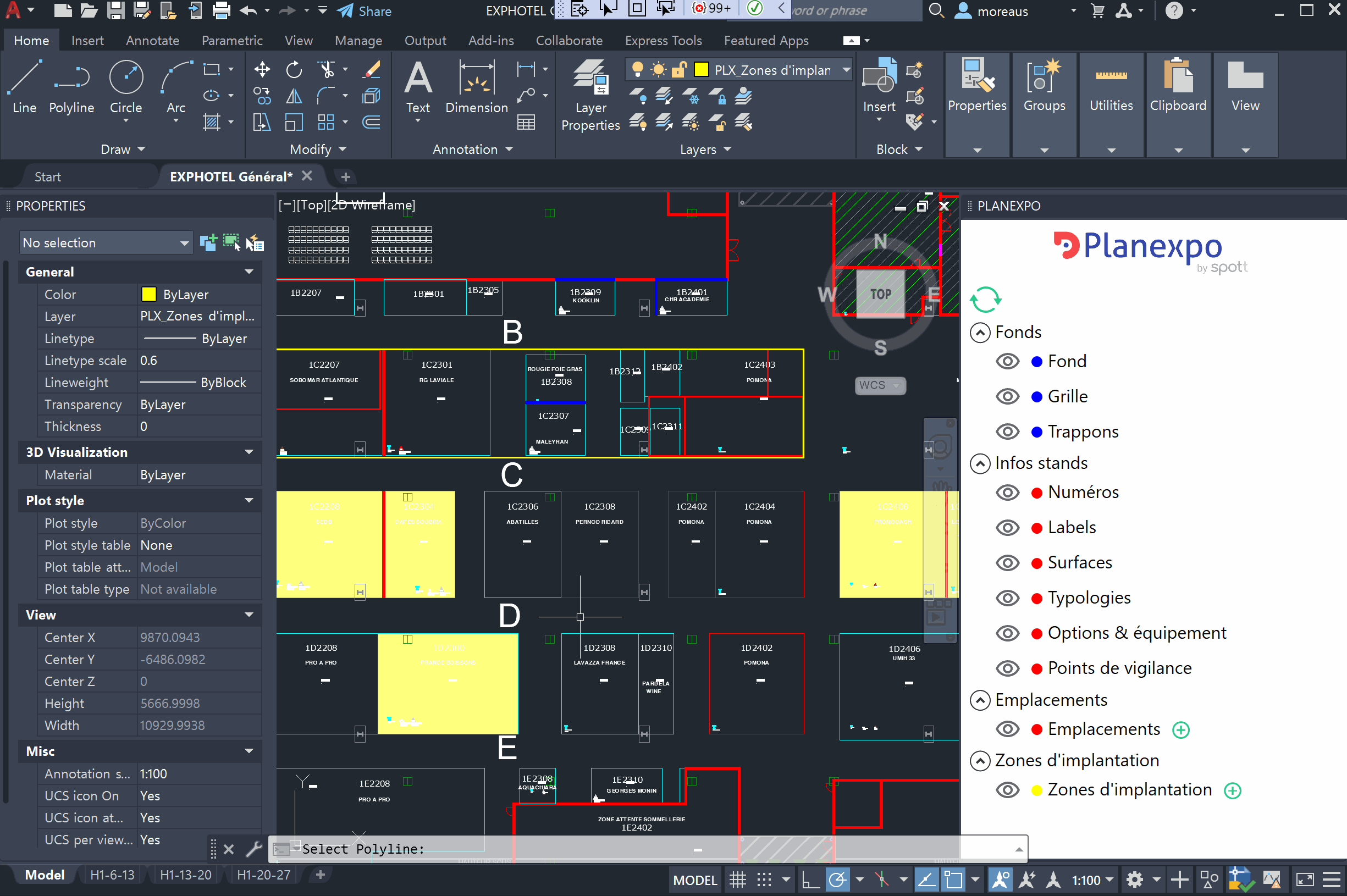 Dessin des zones d'implantation Plugin Autocad - Plan interactif