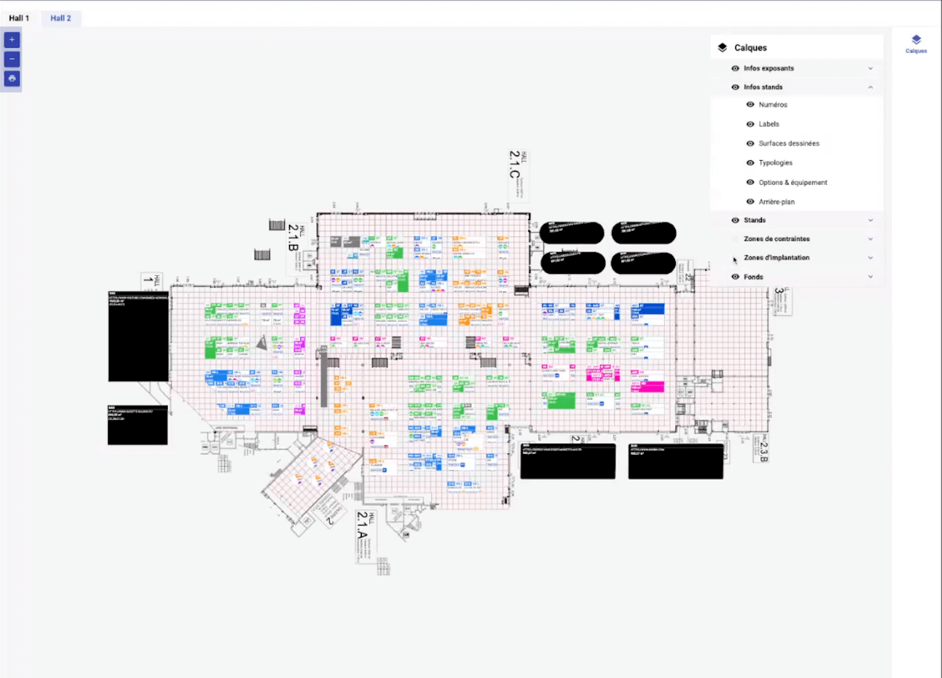 Plan technique du salon pour les prestataires