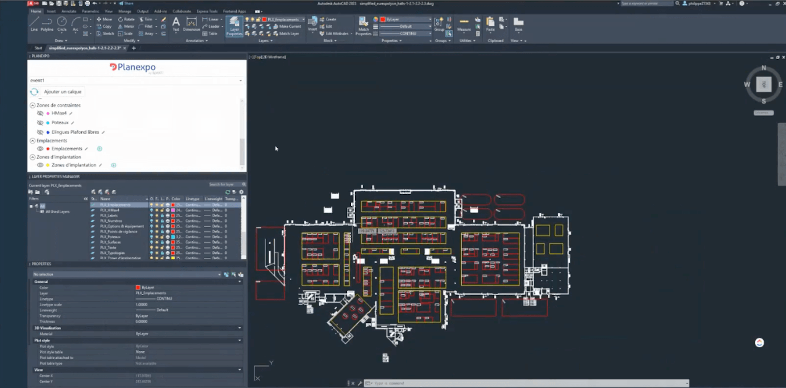 Vue du plan d'implantation interactif via Autocad