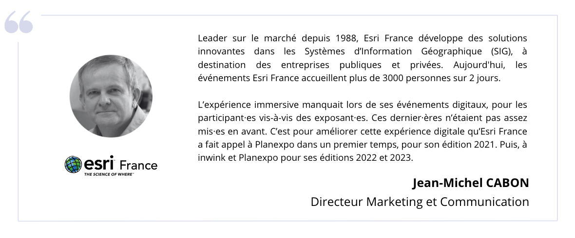 Description des événements Esri France, qui utilisent l'outil Planexpo